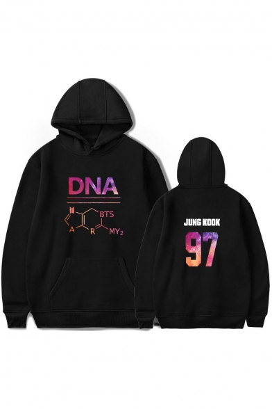 DNA Letter Graphic Printed Long Sleeve Unisex Hoodie