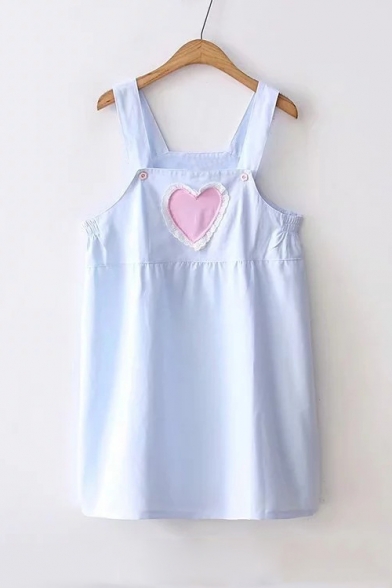 Lovely Heart Pattern Straps Sleeveless Mini Cami Dress