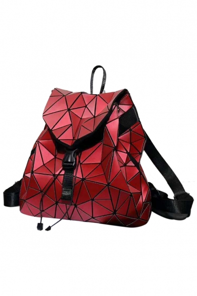 Cool Geometric Glitter PU Buckle Straps Fastening Backpack School Bag
