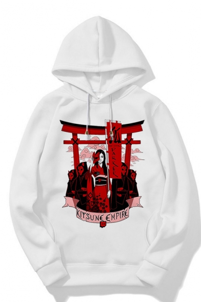 Cool Letter Character Print Long Sleeve Oversized Hoodie