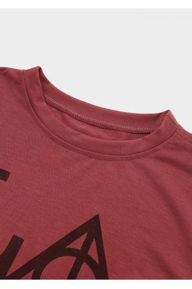 LOVE Letter Geometric Printed Round Neck Short Sleeve T-Shirt