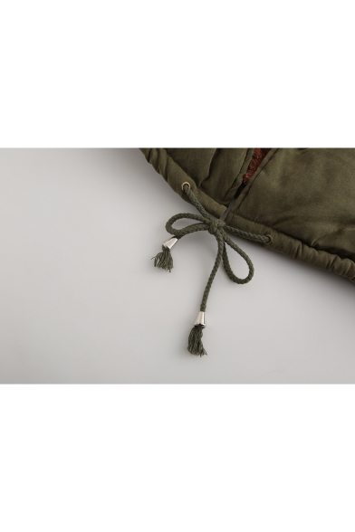 Plain Long Sleeve Fishtail Hem Concealed Zip Closure Hooded Parka Coat