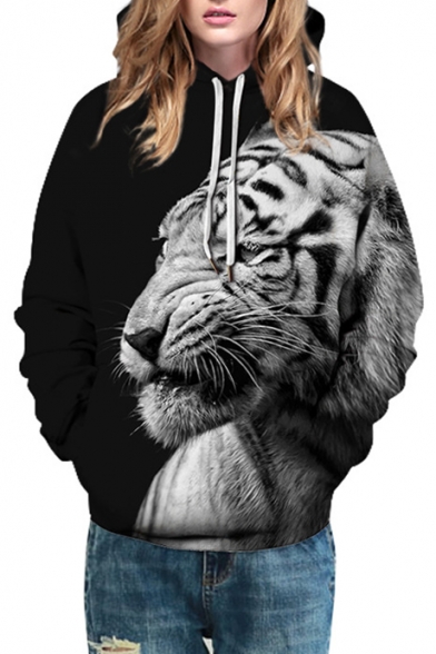 3D Casual Tiger Print Long Sleeve Unisex Hoodie