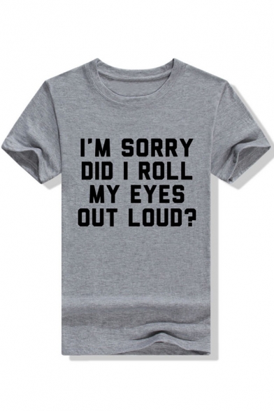 I'M SORRY Letter Printed Round Neck Short Sleeve T-Shirt