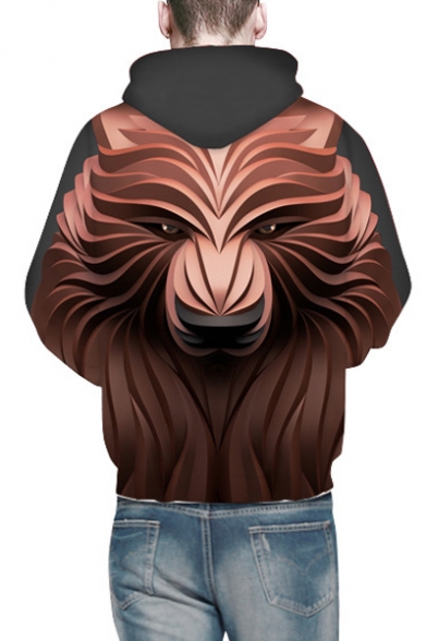 Popular 3D Bear Print Long Sleeve Casual Hoodie