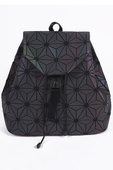 Chic Geometric PU Leather Backpack School Bag