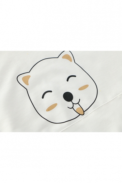 Color Block Bear Letter Printed Round Neck Long Sleeve Sweatshirt with Kangaroo Pocket