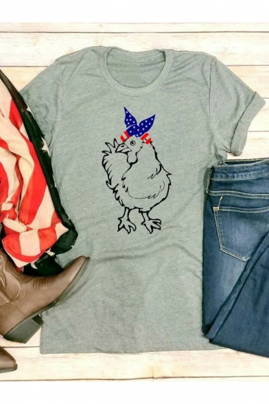 

Comic Cock Printed Round Neck Short Sleeve Tee