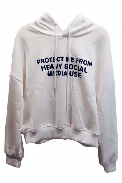 PROTECT ME Letter Printed Long Sleeve Casual Hoodie