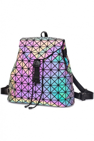 Reflective Geometric Buckle Straps Large Capacity Backpack