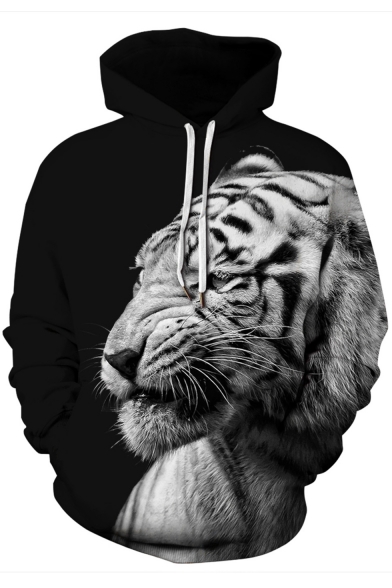 3D Casual Tiger Print Long Sleeve Unisex Hoodie