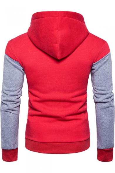 Color Block FASHION Letter Print Long Sleeve Panelled Hoodie
