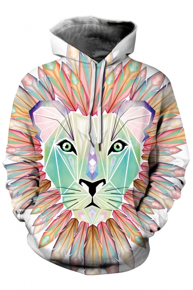 Feather Tiger Print Long Sleeve Casual Hoodie