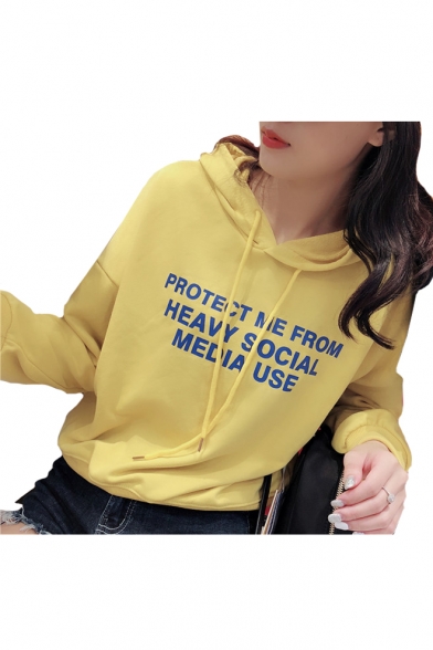 PROTECT ME Letter Printed Long Sleeve Casual Hoodie