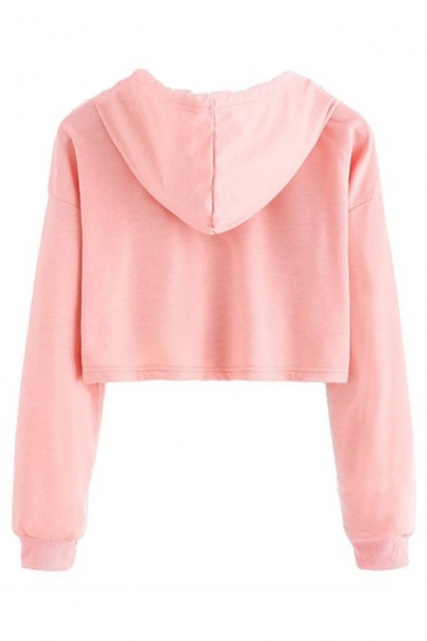 Casual Letter Pattern Cropped Long Sleeve Hoodie