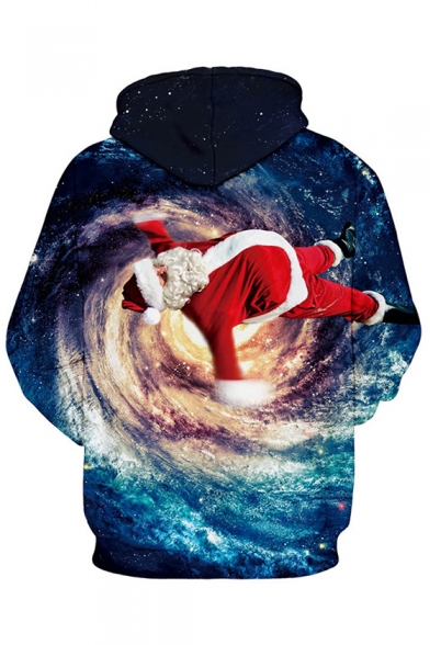 Santa Claus Galaxy Printed Long Sleeve Hoodie