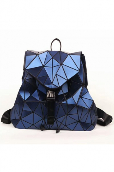Cool Geometric Glitter PU Buckle Straps Fastening Backpack School Bag