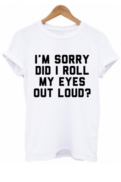 I'M SORRY Letter Printed Round Neck Short Sleeve T-Shirt