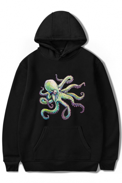 Leisure Octopus Printed Long Sleeve Casual Hoodie
