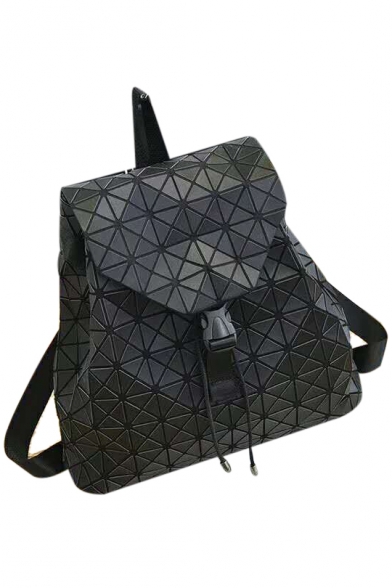 PU Geometric Leisure Press-Release Straps Fastening Backpack