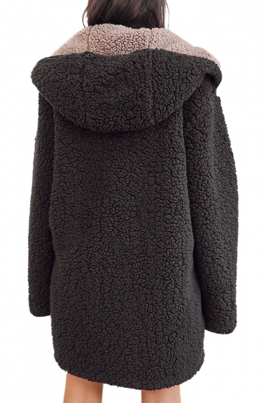 Winter Collection Warm Reversible Long Sleeve Hooded Plush Coat