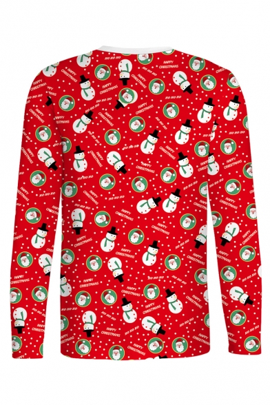 Santa Claus All Over Blazer Printed Round Neck Long Sleeve T-Shirt