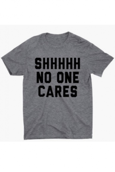 NO ONE CARES Letter Printed Round Neck Short Sleeve T-Shirt