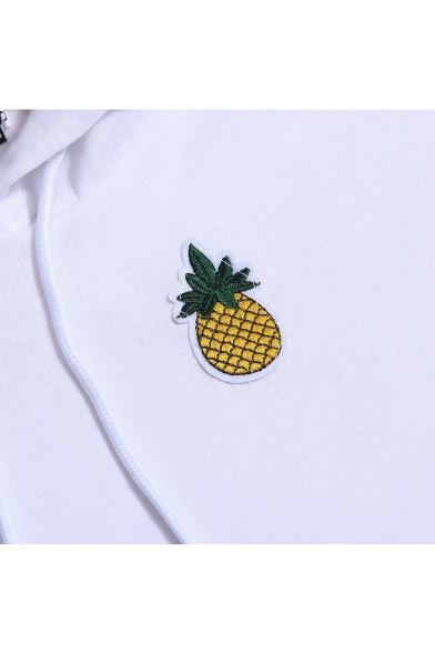 Cute Pineapple Applique Long Sleeve Crop Hoodie