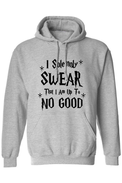 I SOLEMNLY SWEAR Letter Print Long Sleeve Casual Hoodie