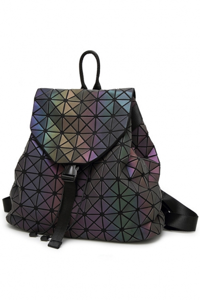 Cool PU Geometric Press-Release Straps Backpack