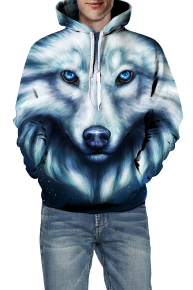 3D Wolf Print Long Sleeve Casual Unisex Hoodie