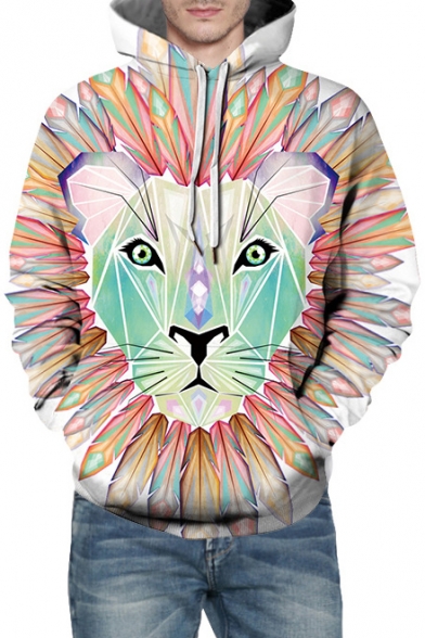 Feather Tiger Print Long Sleeve Casual Hoodie