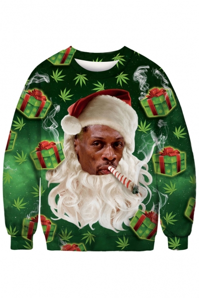 Funny Christmas Series Character Gift Printed Round Neck Long Sleeve Sweatshirt