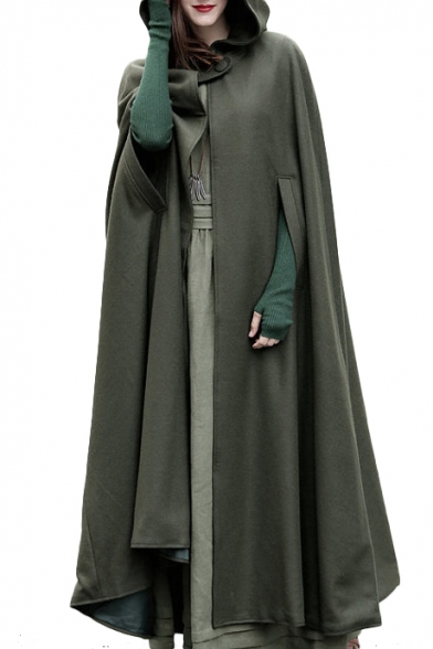 Plain Tunic Hooded Cape with Detachable Throat Guard