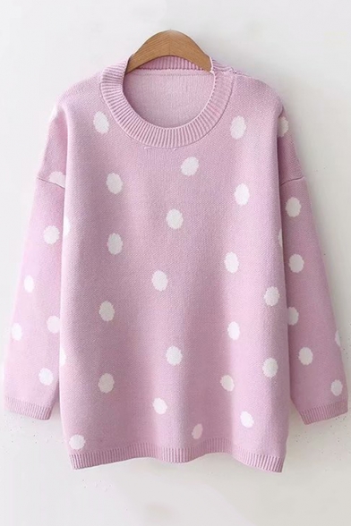 round neck dot long sleeve t shirts