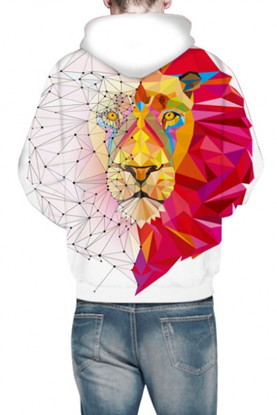 Geometric Tiger Print Long Sleeve Unisex Hoodie
