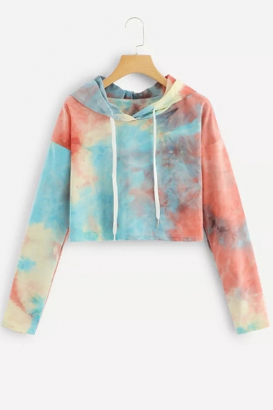 Fashion Colorful Printed Long Sleeve Cropped Hoodie