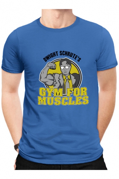 GYM Letter Character Printed Round Neck Short Sleeve T-Shirt