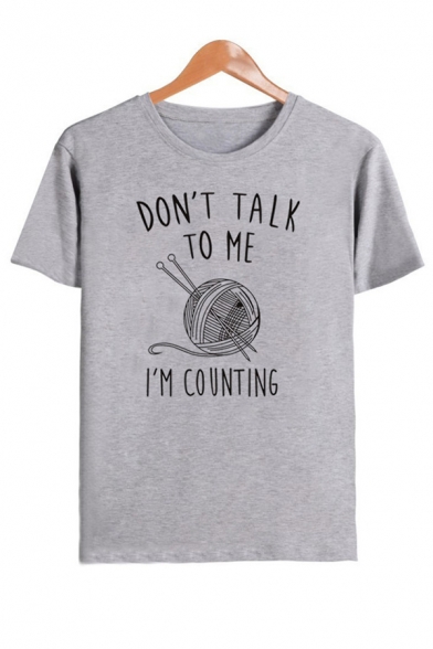 DON'T TALK TO ME Letter Yarn Printed Round Neck Short Sleeve Tee