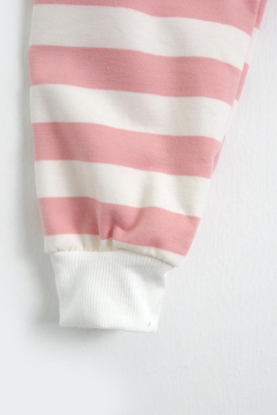 Striped Printed Long Sleeve Casual Cropped Hoodie