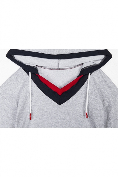 Letter Trim Color Block Long Sleeve Cropped Sports Hoodie
