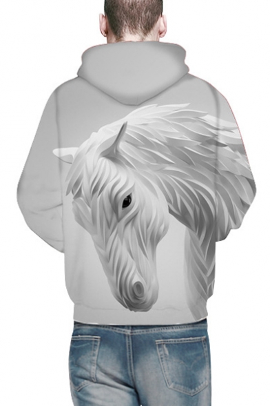 3D Horse Print Long Sleeve Oversize Hoodie