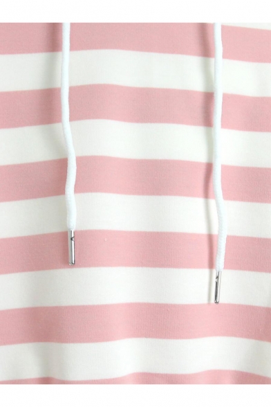 Striped Printed Long Sleeve Casual Cropped Hoodie
