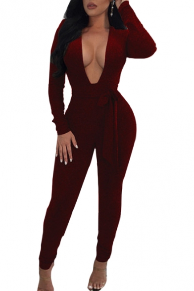 long sleeve skinny jumpsuit