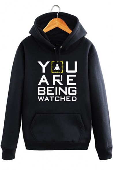 YOU ARE Letter Graphic Print Long Sleeve Hoodie