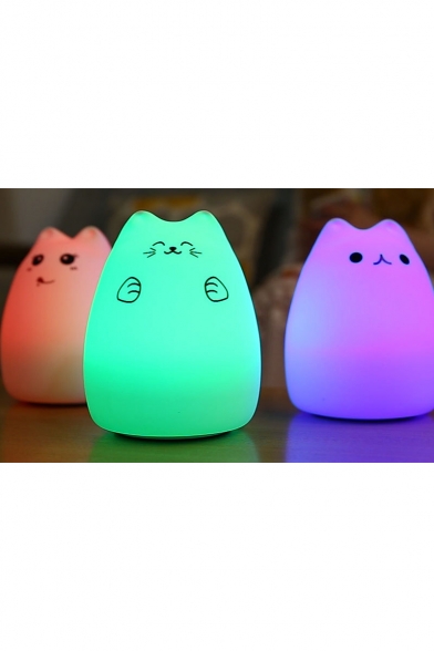 Cute 7 Color Cat Lamp LED Tap Control Night Light