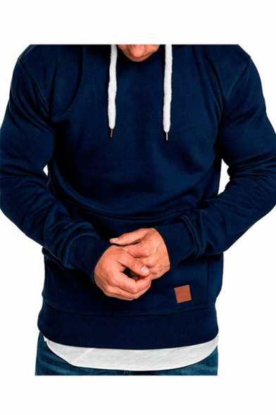 Essential Plain Long Sleeve Casual Sports Hoodie for Men