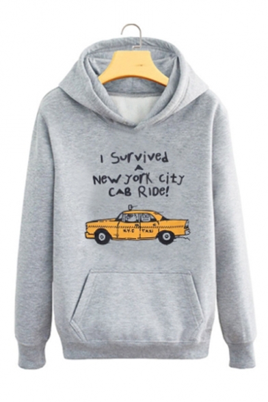I SURVIVED NEW YORK CITY CAB RIDE Printed Long Sleeve Leisure Casual Unisex Hoodie