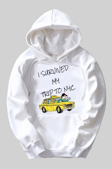 Letter I SURVIVED MY TRIP TO NYC Printed Long Sleeve Leisure Casual Unisex Hoodie