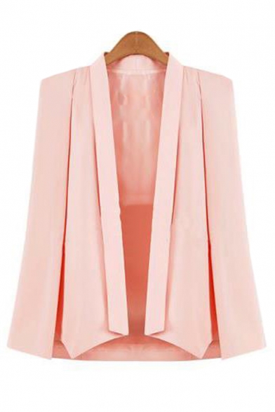 

Shawl Collar Long Sleeve Open Front Plain Cape Blazer, Black;pink;white, LC489105